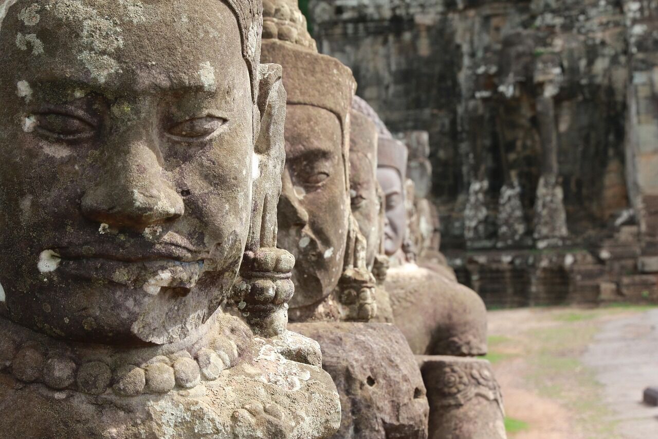 Statues Giant at Angkor Temples, Cambodia